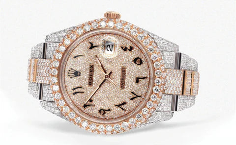 Diamond Rose Gold Iced Out Rolex Datejust