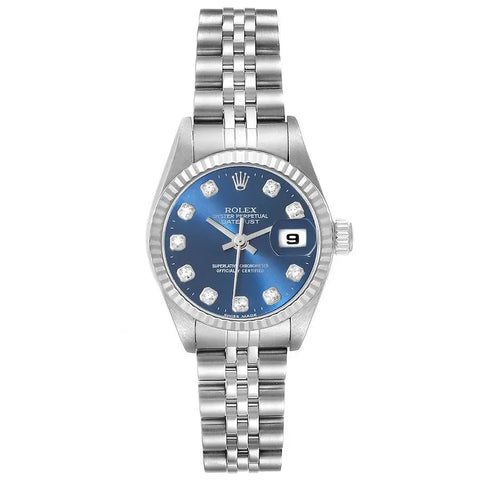 Date Just Blue Diamond Dial Ladies Watch