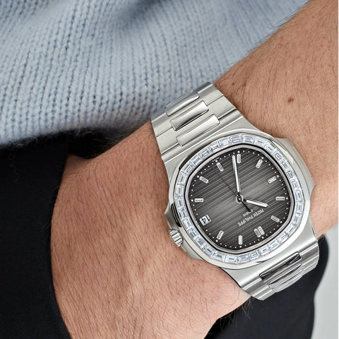 Patek philippe nautilus diamond bezel sales