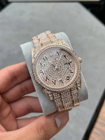 Diamond Rose Gold Iced Out Rolex Datejust